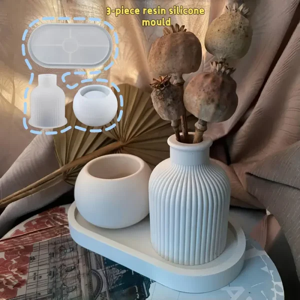 3 قوالب سيليكون كوستر 18 سم مبخرة مدور فازة الترند