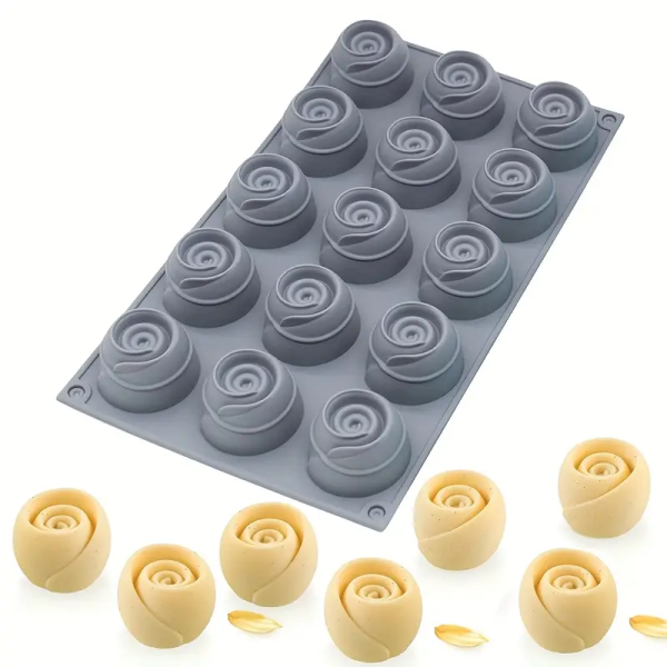 قالب سيليكون موس كيك تصميم وردة شوكولاته كيك وسابلية