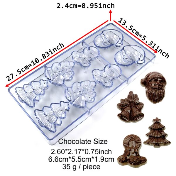 قالب البولي كربونات شوكولاتة شكل شجرة عيد الميلاد وبابا نويل