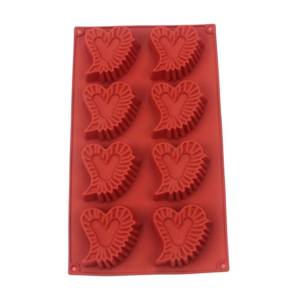 قالب سيليكون سابلية على شكل قلوب مايله مخطط