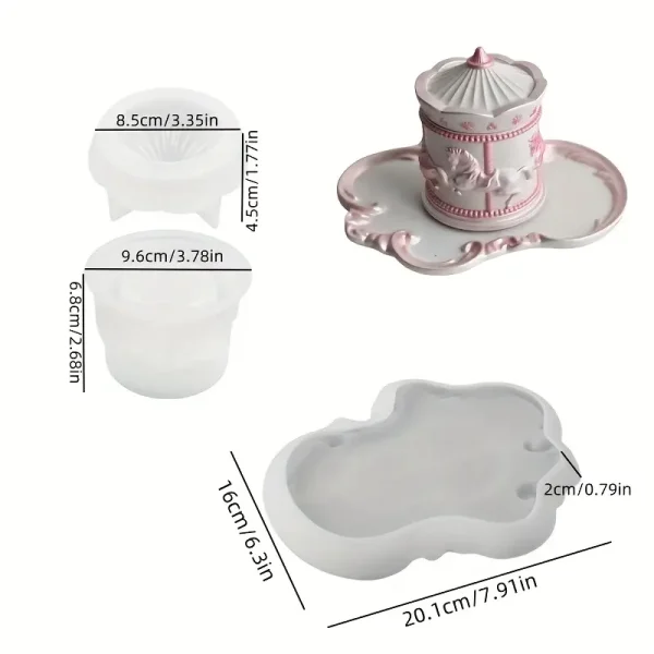 2 قالب سيليكون كونكريت كوستر ملكى مع مبخرة بوبونيرة حصان