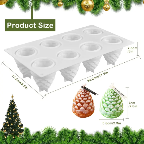 قالب سيليكون على شكل فواكه للأناناس، ثلاثية الأبعاد سهل الإطلاق، مثالي مخروط الشجر، وتصاميم الكروية، مثالي لهدايا أعياد الميلاد، عيد الميلاد، الهالوين