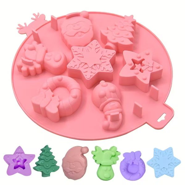 قالب سيليكون كريسماس 2026 بتصميم 7 دائريات 3D لموس، صابون يدوي، معجنات، جيلي