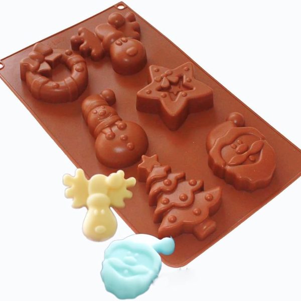 قالب سيليكون على شكل رجل ثلج لعيد الميلاد من على شكل نجمة الرنة وإكليل بابا نويل وشجرة الصابون والشوكولاتة