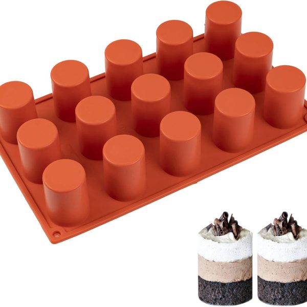 قالب سيليكون أسطواني،15 تجاويف مستديرة للجبن قالب لشوكولاتة تروفيل جيلي وحلوى قالب الثلج