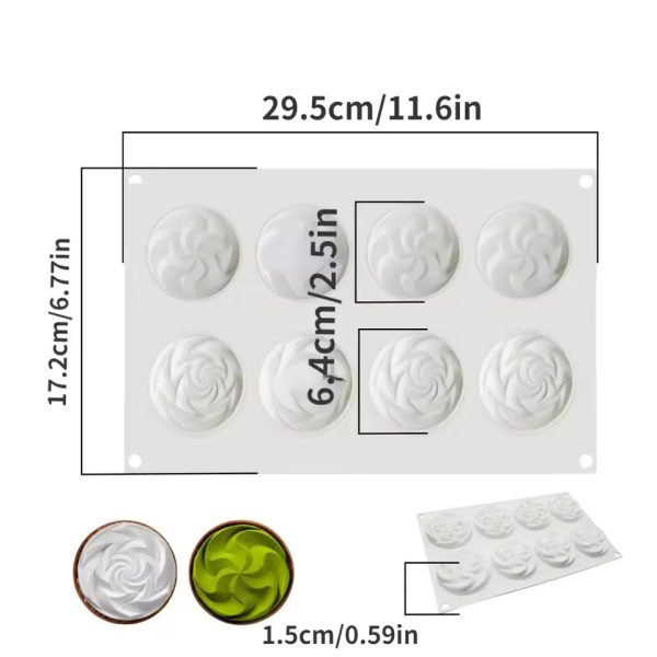 قالب من السيليكون جديد 8 ثقوب دوامة زهرة قالب الكعكة للخبز ثلاثية الأبعاد الغيوم موس الشوكولاته فينش