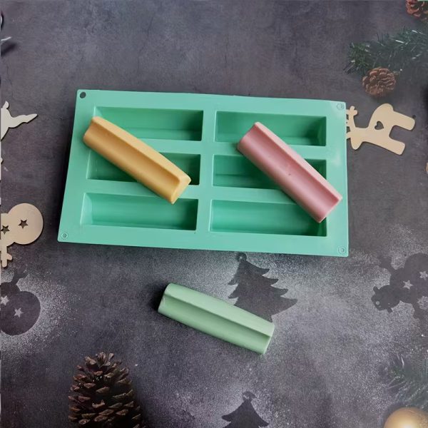 قالب سيليكون على شكل أريكة مستطيلة بـ6 فتحات للكيك 3D موس الصابون