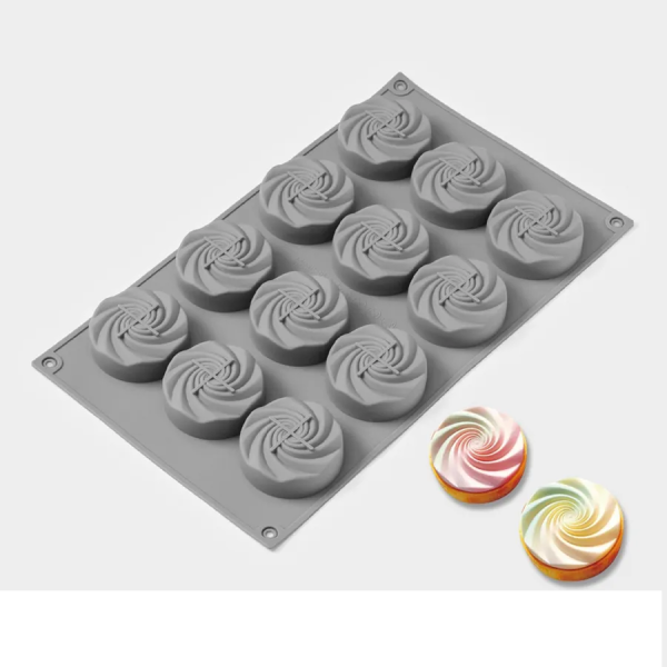 قالب سيليكون موس كيك شكل الموج ، ١٢ خلية (٥×٢.٢ سم)
