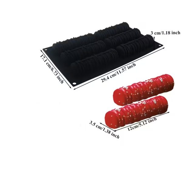 قالب سيليكون موس كيك اكلير أسطواني كبير 6 قطع