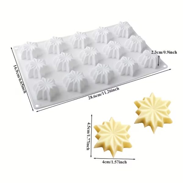 قالب سيليكون موس كيكي ثلجي صغير 15 قطعة - قالب ثماني ، مناسب للشوكولاتة والصابون والخبز، قوالب عيد الميلاد، حلويات احتفالية