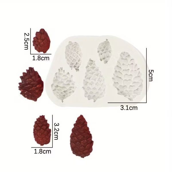 قالب سيليكون على شكل مخروط صنوبر، 5 تجاويف، لتزيين الكيك والكب كيك بعجينة السكر