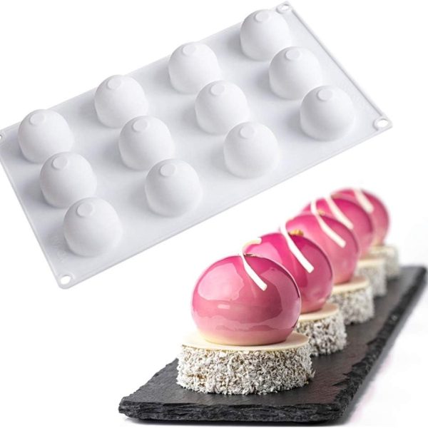 قالب سيليكون موس كيك شكل كور مجسمة 12 قطعة