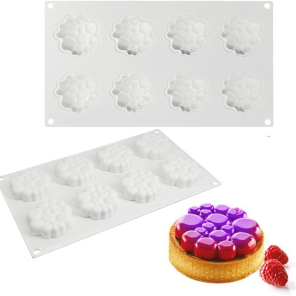 قالب سيليكون موس كيك فينش على شكل زهرة للحلوى الفرنسية والشوكولاتة، قالب شوكولاتة الجيلي ومكعبات الثلج...