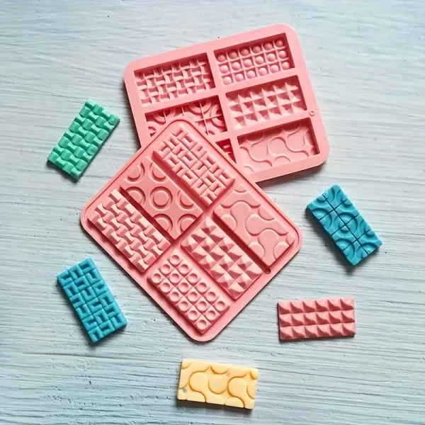 قالب سيليكون بار شوكليت بستة تجاويف للشوكولاتة والحلوى  أشكال متعددة الاستخدامات للخبز والحرف اليدوية، ضروري في المطبخ، قوالب شوكولاتة