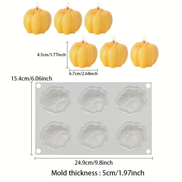 قالب سيليكون شموع شكل اليقطين هالوين وعيد راس السنة 6 قطع