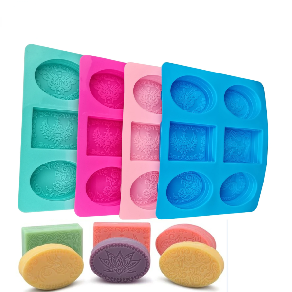 قالب سيليكون صابون 4 قطع بيضاوى 2 مستطيل