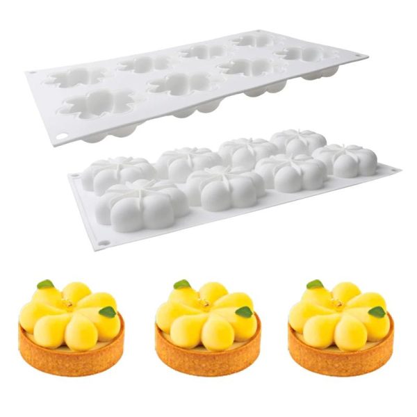 قالب سيليكون موس كيك 8 قطع على شكل زهرة شوكولاته