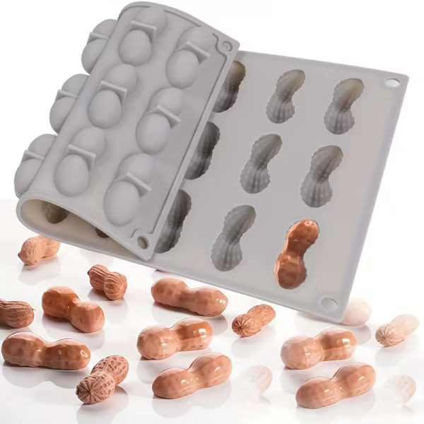 قالب سيليكون موس كيك على شكل فول سوداني، للشوكولاتة والحلويات لصنع عناقيد المكسرات، جيلي