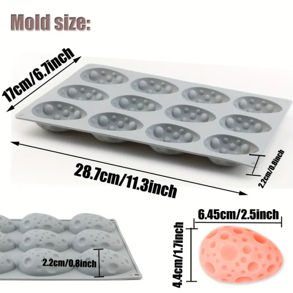 قالب سيليكون بتصميم نيزك  - قالب بيضاوى بمتعدد الطبقات للشوكولاتة، الصابون، الحلوى، البودينغ، الموس - لحفلات الزفاف، أعياد الميلاد، الكريسماس، عيد الحب، عيد الأم، التخرج