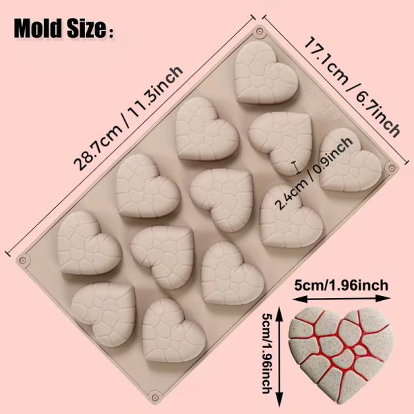 قالب سيليكون موس كيك شكل قلب مشقوق متصل