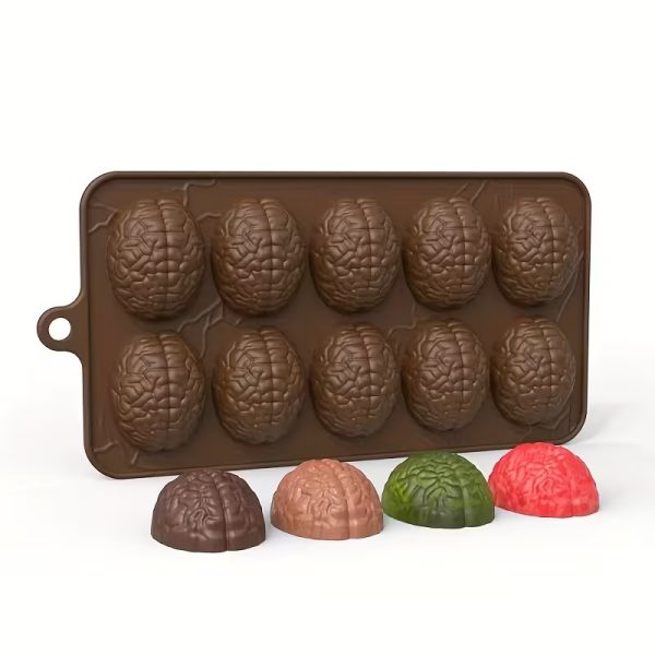 قالب سيليكون على شكل دماغ بـ 10 تجاويف للشوكولاتة والحلوى والكيك