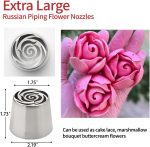 رؤوس تزيين روسية جديدة كبيرة الحجم للغاية للمارشميلو والكريمة، مثالية لصنع باقات ورود كبيرة مصنوعة من الفولاذ المقاوم للصدأ مثالية لتزيين الكيك والخبز المنزلي، كما أنها مناسبة لتزيين الكوكيز والحلويات.