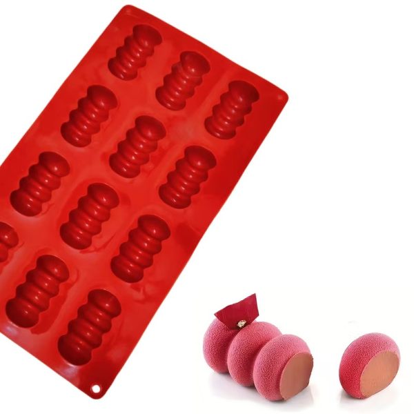 قالب سيليكون كيك كرات لصنع الشوكولاته متصله 12 تجويف مضلع جذع شجرة مخطط