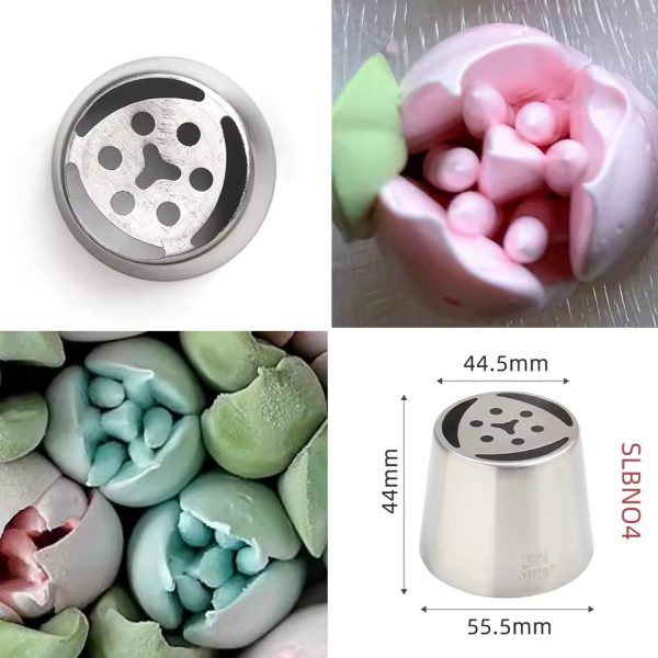 رؤوس تزيين روسية جديدة كبيرة الحجم للغاية للمارشميلو والكريمة، مثالية لصنع باقات ورود كبيرة مصنوعة من الفولاذ المقاوم للصدأ مثالية لتزيين الكيك والخبز المنزلي، كما أنها مناسبة لتزيين الكوكيز والحلويات.