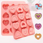 قالب سيليكون اشكال قلوب منقوشه عيد الحب شوكولاته تزين شموع صابون