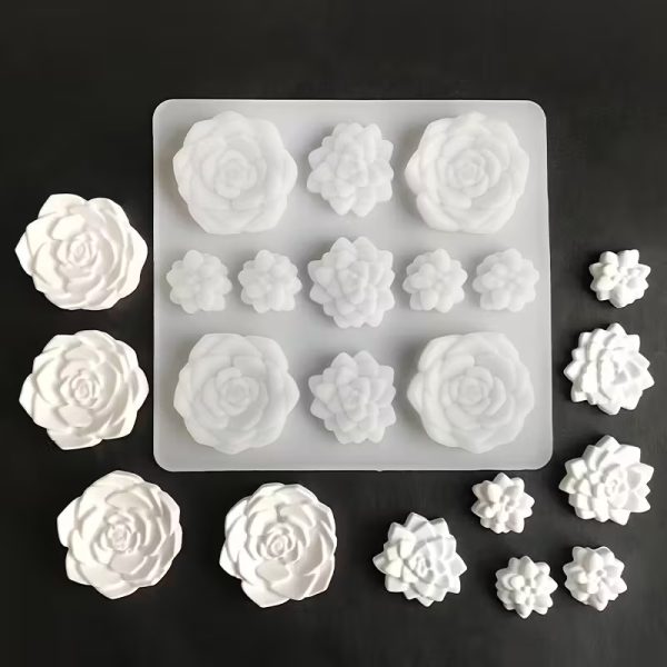 قالب سيليكون واحد للنباتات العصارية، مناسب لصنع الشموع والصابون والصب بالشمع أو الراتنج، مثالي للمشاريع