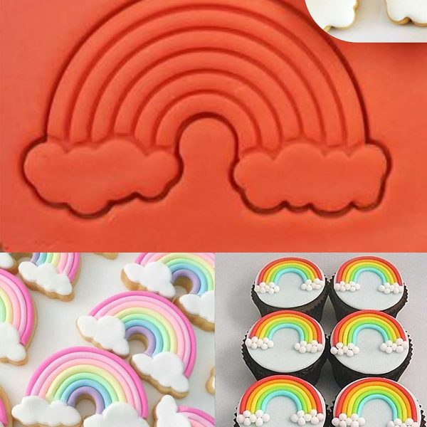 قطاعة بسكويت بألوان قوس قزح مع غيوم، تزيين الكيك، مجموعة من قطعتين بأحجام مختلفة.