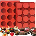 قالب سيليكون دائري بـ 12 تجويفًا، ، قالب موس/آيس كريم، مناسب للساندويتشات/الكعك/البراونيز/الشوكولاته/الجيلي، مقاوم للحرارة وغير لاصق، ضروري للخبازين المنزليين والمحترفين