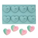 قالب سيليكون موس كيك شكل قلوب مخطط مسحوب 8 قطعة