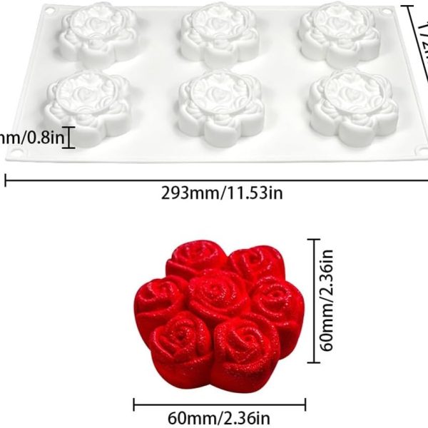 قالب سيليكون موس كيك على شكل وردة ثلاثي الأبعاد على شكل وردة، قالب سيليكون على شكل زهرة، قالب كيك فوندان على شكل وردة، قالب كيك مثلج، قالب سيليكون للشوكولاتة
