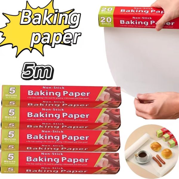 لفة ورق زبدة مقاومة للالتصاق والحرارة والماء والدهون 5 متر مثالية للخبز
