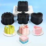 قوالب سيليكون موس كيك قطعة واحدة مقاس كبير بأشكال دائرية، قلب، زهرة، ومربعة ، قوالب موس كيك ذات تجويف واحد