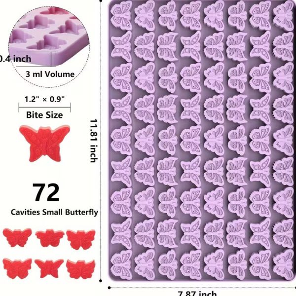 قالب سيليكون على شكل فراشات، تحتوي على 72 تجويفًا صغيرًا،تزين الشوكولاتة الكيك والوجبات الخفيفة المنزلية مثل البسكويت.