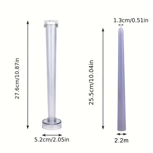 قالب اكريليك شمعة سادة مدبب 25سم