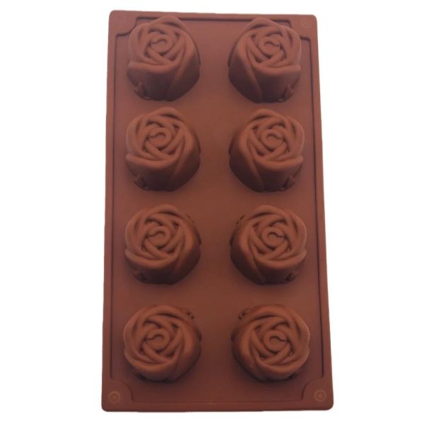 قالب سيليكون 8 قطع شكل الوردة جورى صابون كيك شوكولاته
