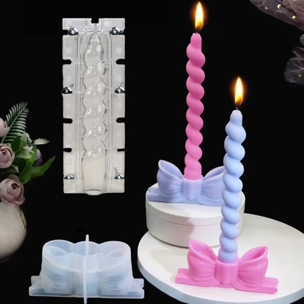 2 قالب اكريليك شمعة حلزونى 20 سم قالب سيليكون كونكريت حامل شموع على شكل ربطة عنق