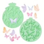 قوالب سيليكون نقشة فراشات سادة ومنقوش لعجينة السكر والشوكولاته تزين كيك والكب كيك تزين شموع صابون