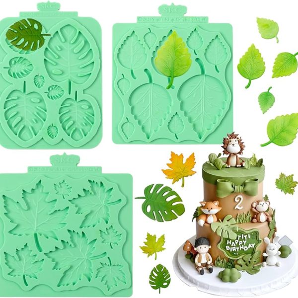 قوالب أوراق سيليكون شوكولاتة، قوالب أوراق سيليكون لعجينة السكر لأعمال الصلصال، تجف في الهواء، قوالب ثلاثية الأبعاد لعجينة الحلوى،