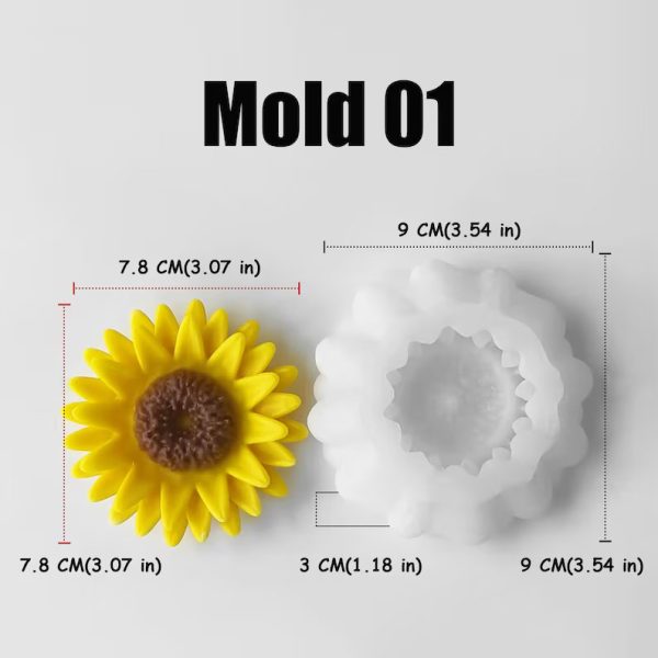 قالب سيليكون عبادة الشمس عمق كبير تزين كيك