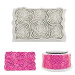 قالب سيليكون كبير الحواف لتزيين الكيك بعجينة السكر على شكل زهرة الأقحوان والوردة6 قطع