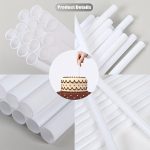8عمود دعم بلاستيكي أبيض للكيك - أنبوب ورقي دائري قوي قابل للطي لدعم الكيك متعدد الطبقات/المجوف - بطول 30 سم، مثالي لحفلات الزفاف وأعياد الميلاد وتزيين المخابز - مناسب لعيد الشكر والكريسماس