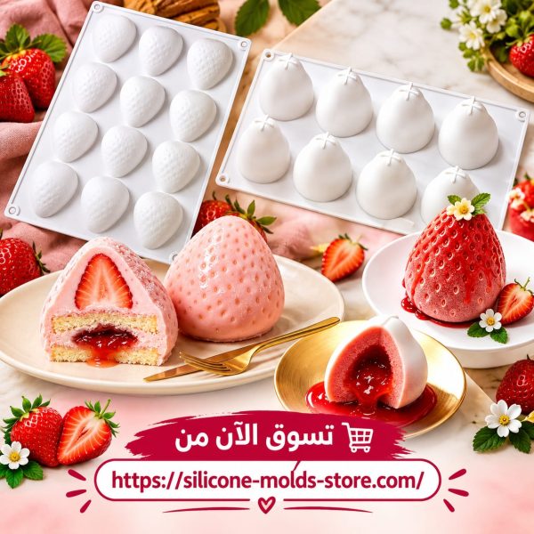 2 قالب سيليكون فرواله موس كيك متعدد الاستخدام 15 قطعة و 6 قطع